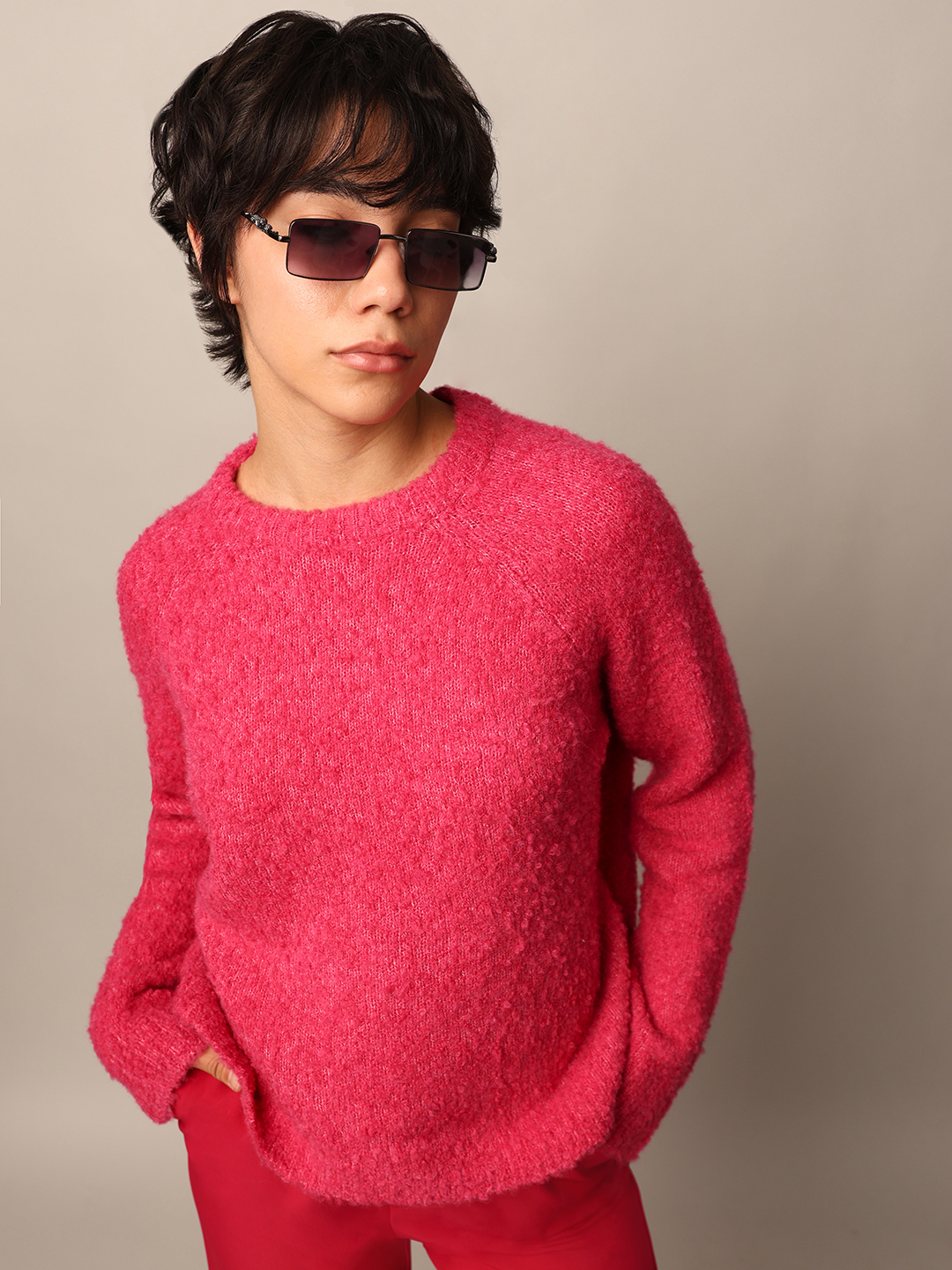 ONLY Women Textured Pink Sweater