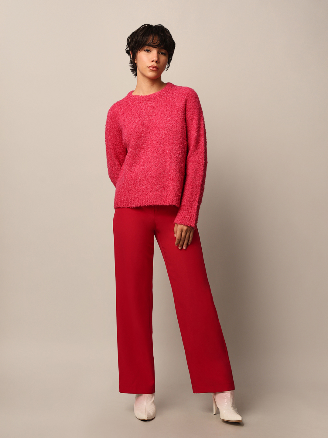 ONLY Women Textured Pink Sweater