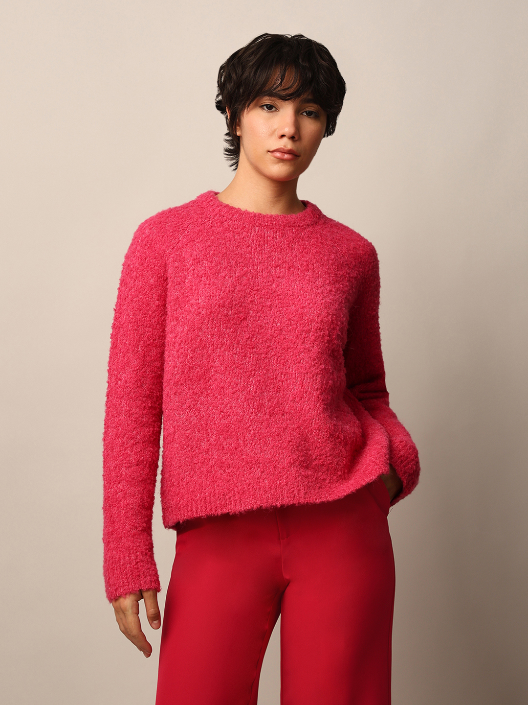 ONLY Women Textured Pink Sweater