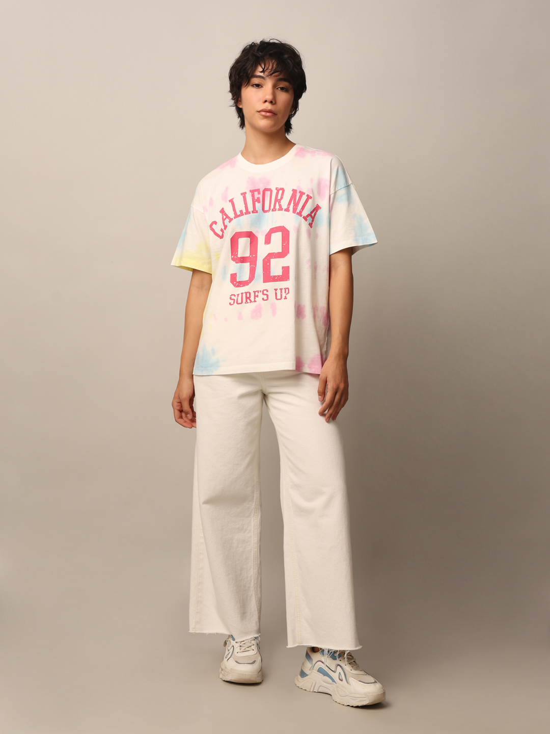 ONLY Women Printed White T-shirt