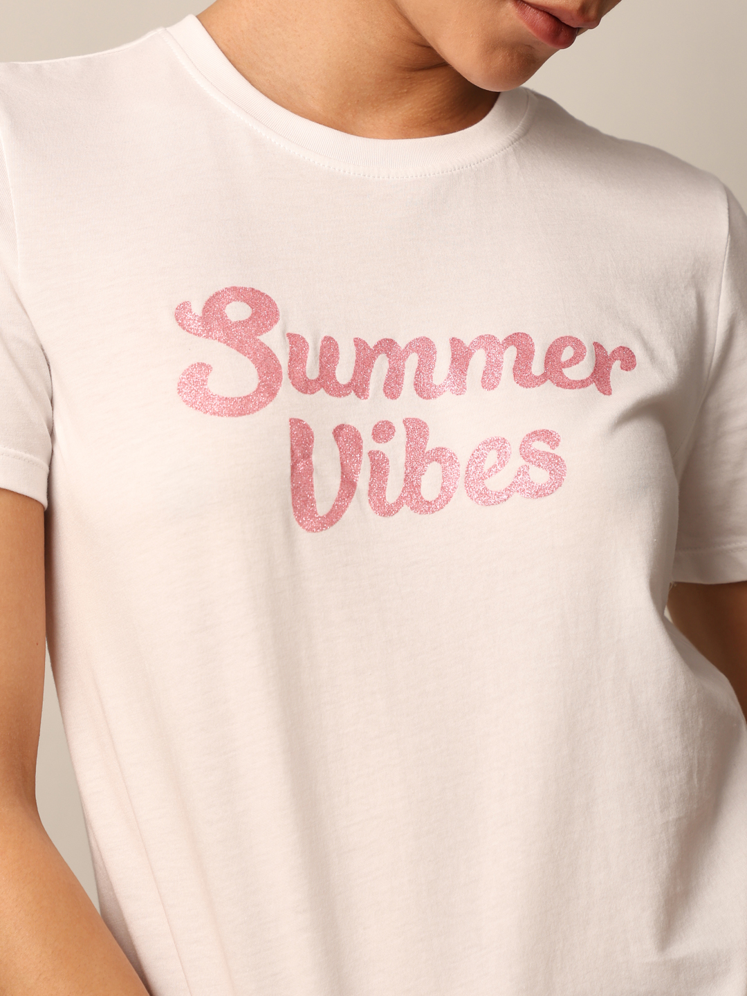 ONLY Women Printed White T-shirt
