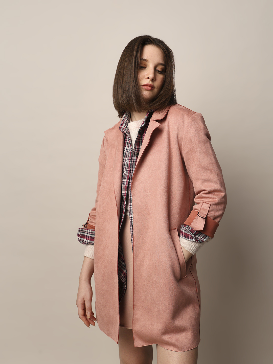 ONLY Women Solid Pink Coat