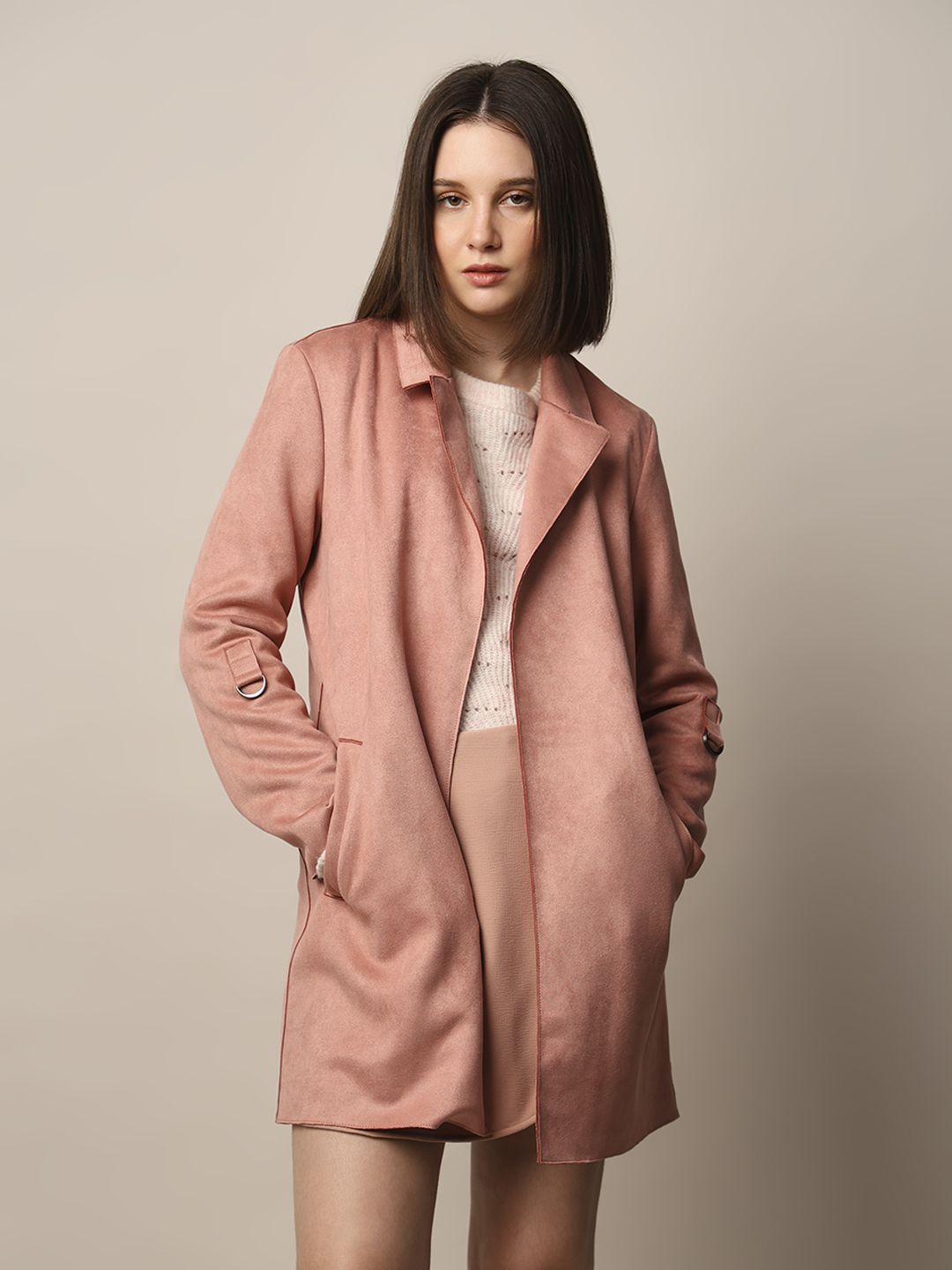 ONLY Women Solid Pink Coat