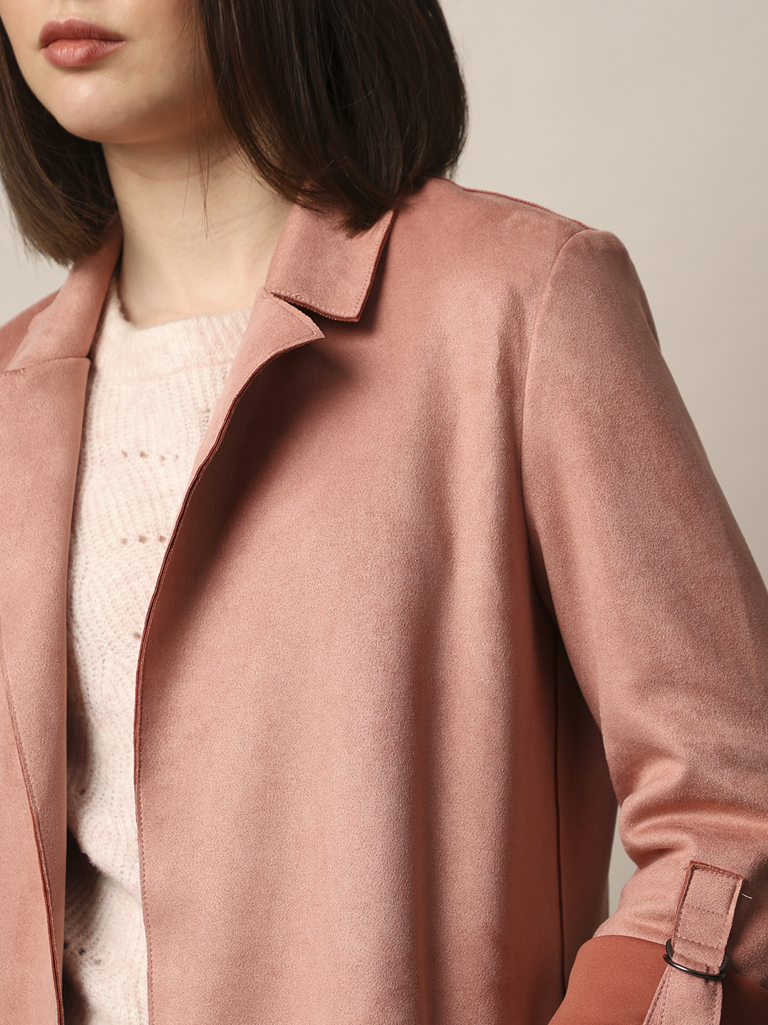 ONLY Women Solid Pink Coat