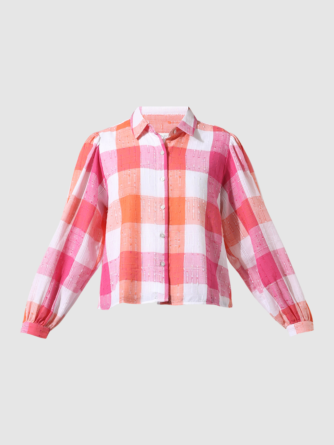 ONLY Women Checkered Pink Shirt