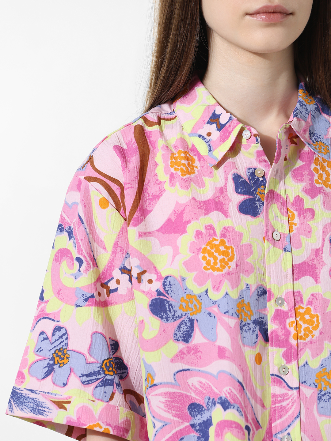 ONLY Women Printed Pink Shirt