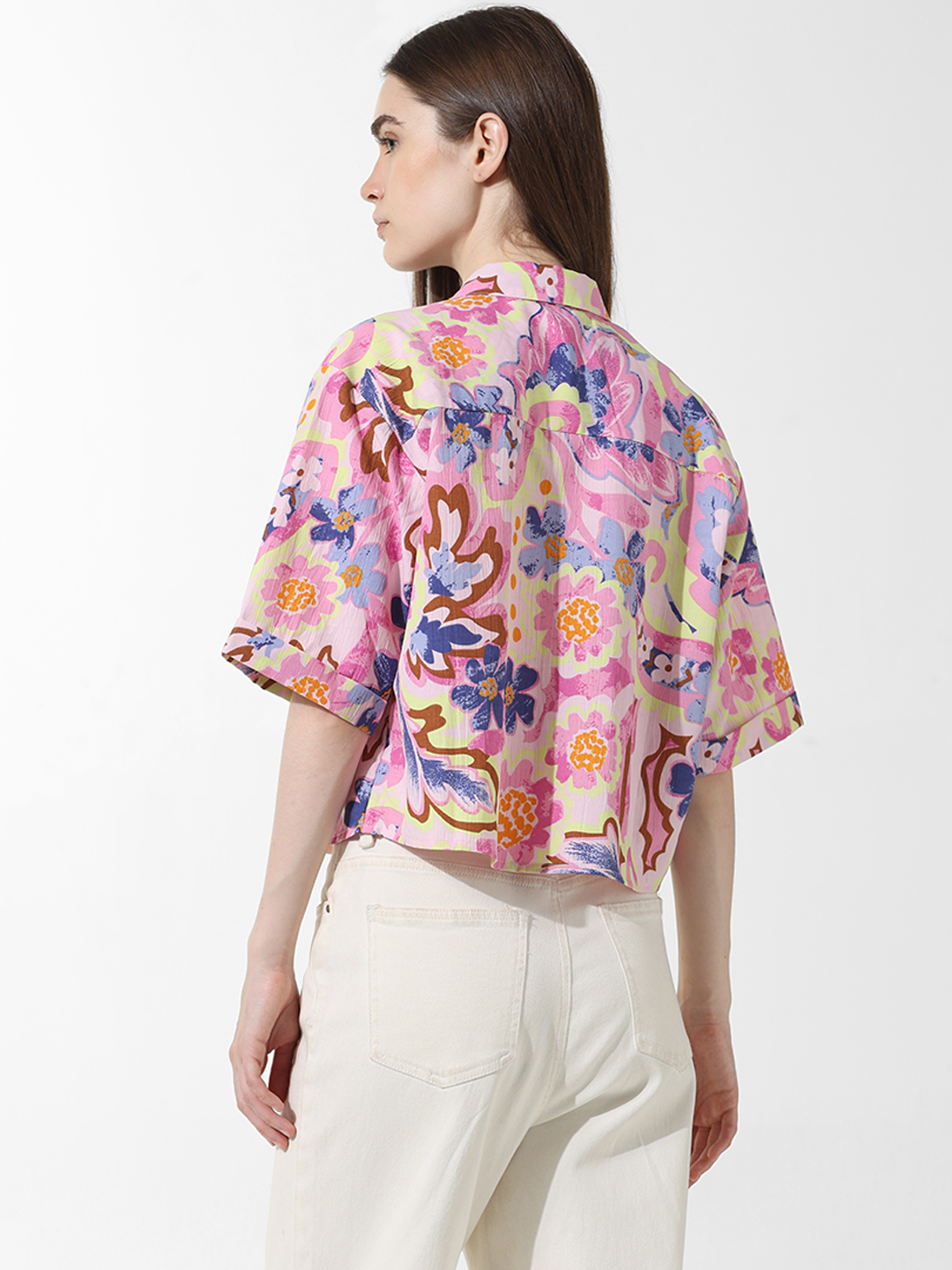 ONLY Women Printed Pink Shirt