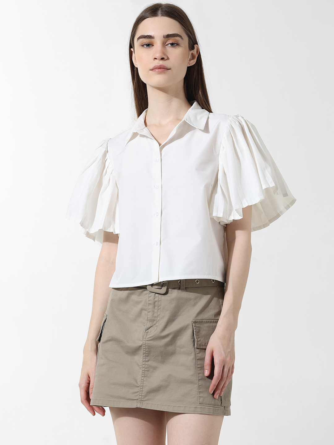ONLY Women Solid White Shirt