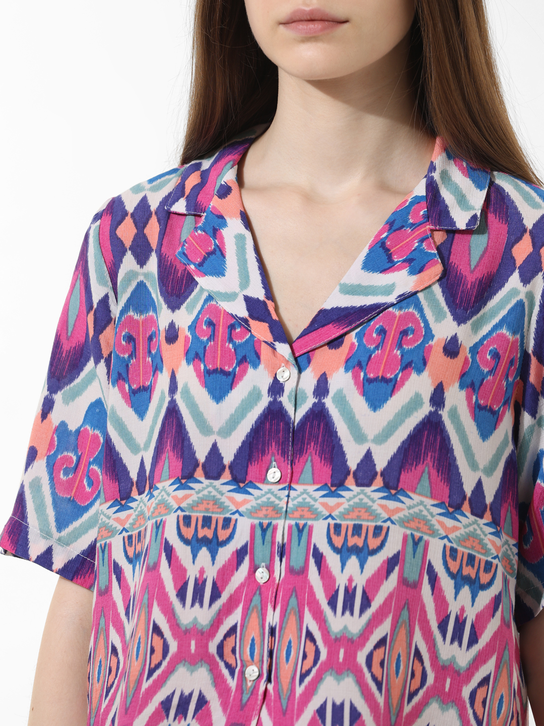 ONLY Women Printed Purple Shirt