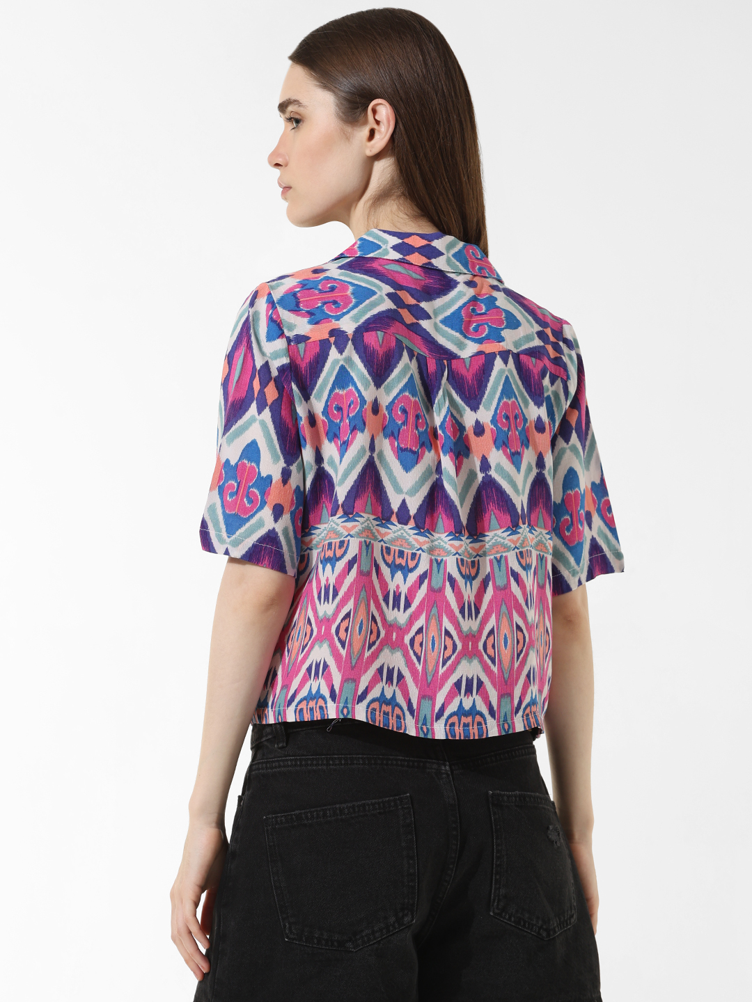 ONLY Women Printed Purple Shirt