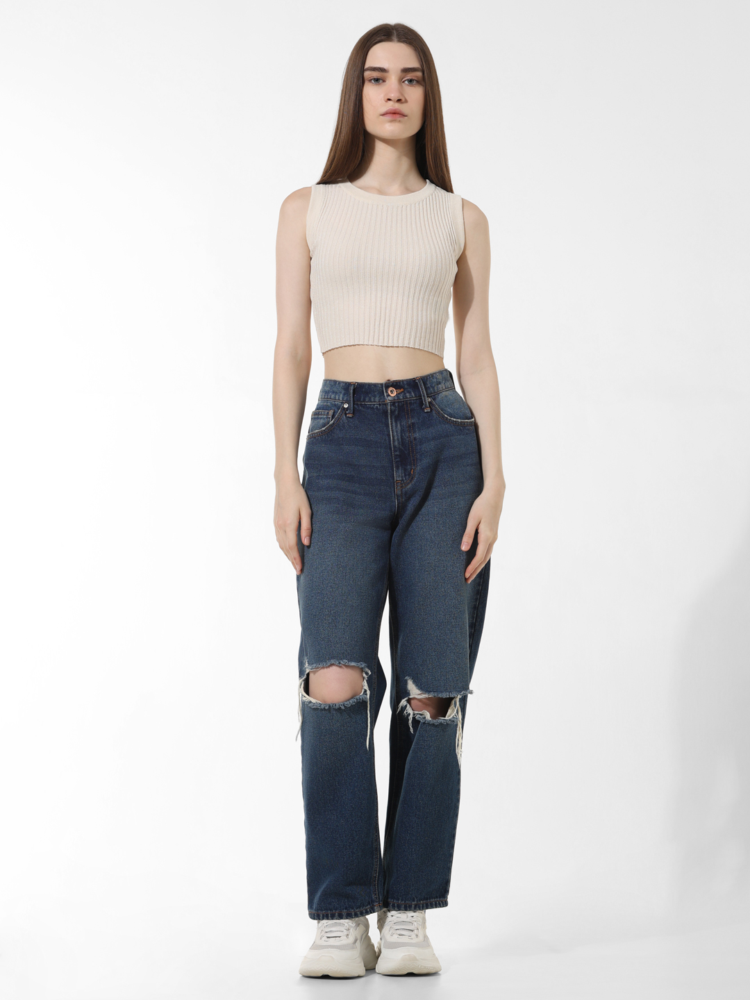 ONLY Women Solid Beige Top