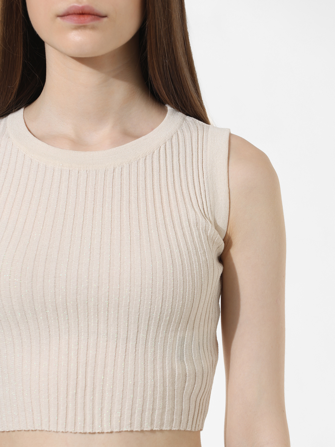 ONLY Women Solid Beige Top