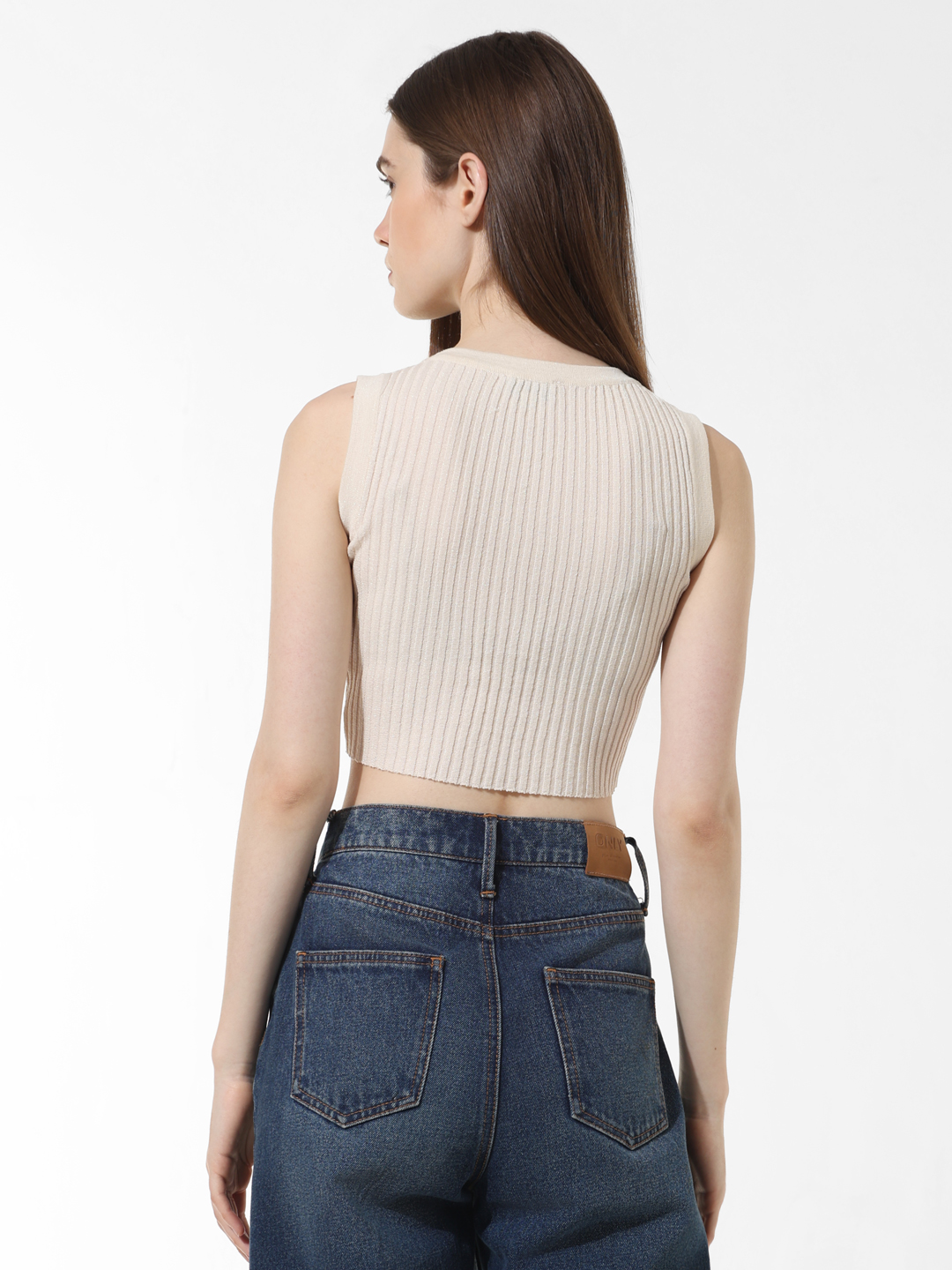 ONLY Women Solid Beige Top