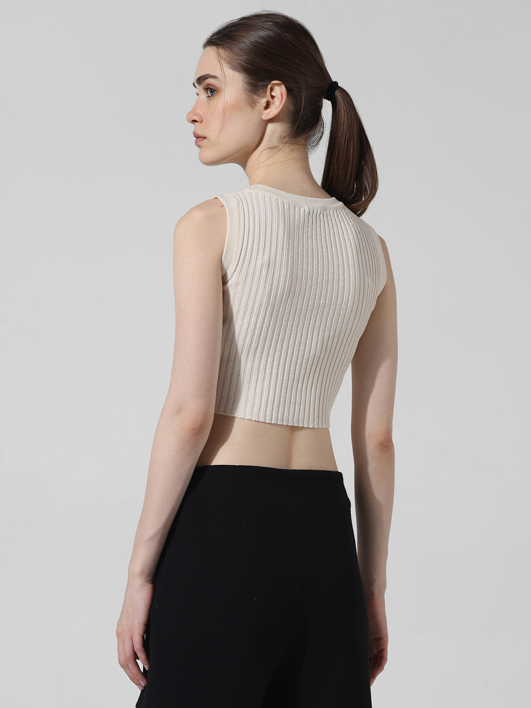 ONLY Women Solid Beige Top