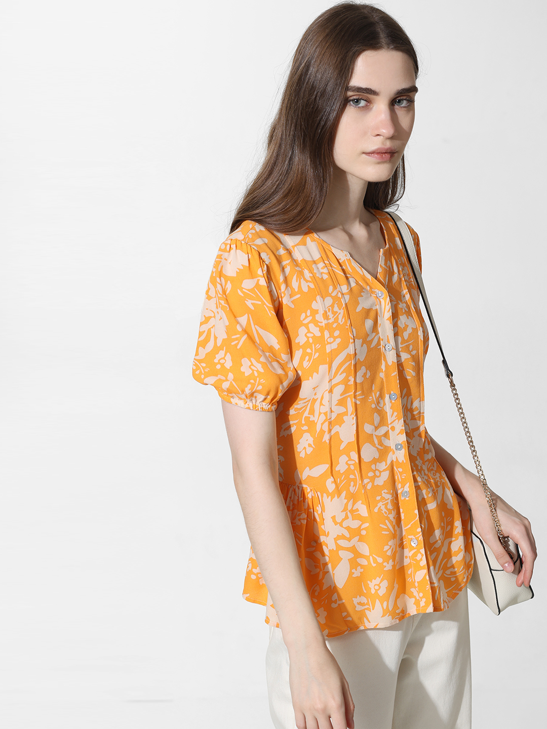 ONLY Women Printed Yellow Top