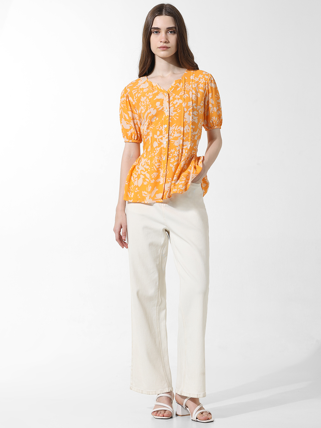 ONLY Women Printed Yellow Top