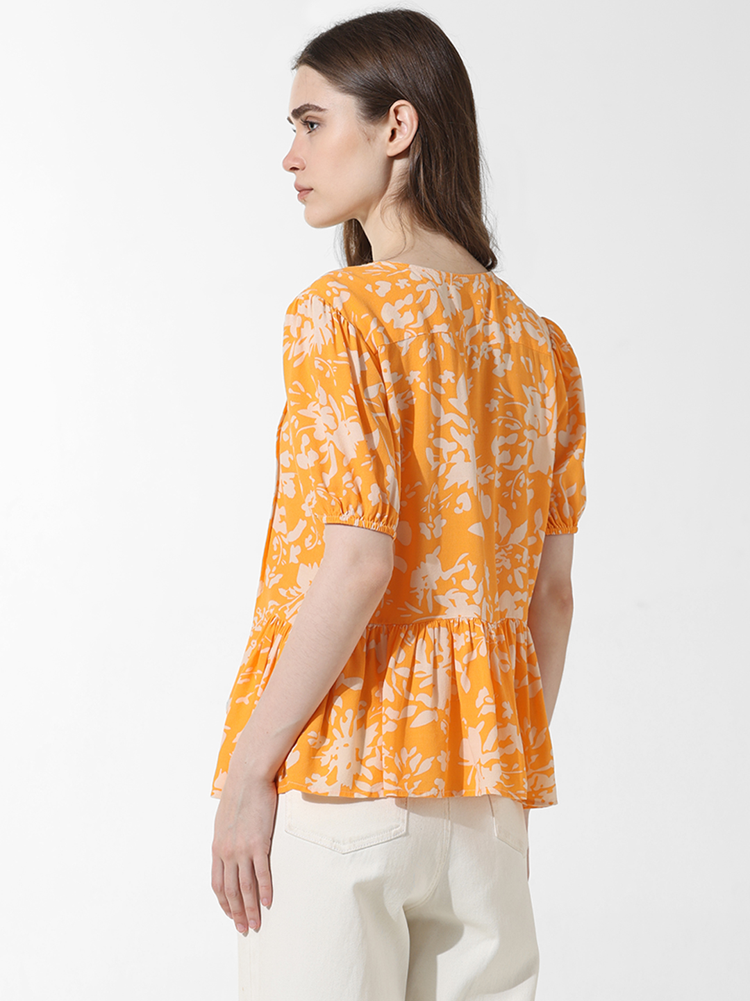 ONLY Women Printed Yellow Top