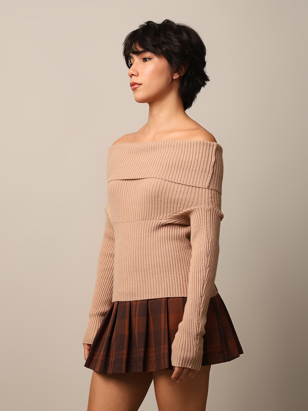 ONLY Women Solid Beige Sweater