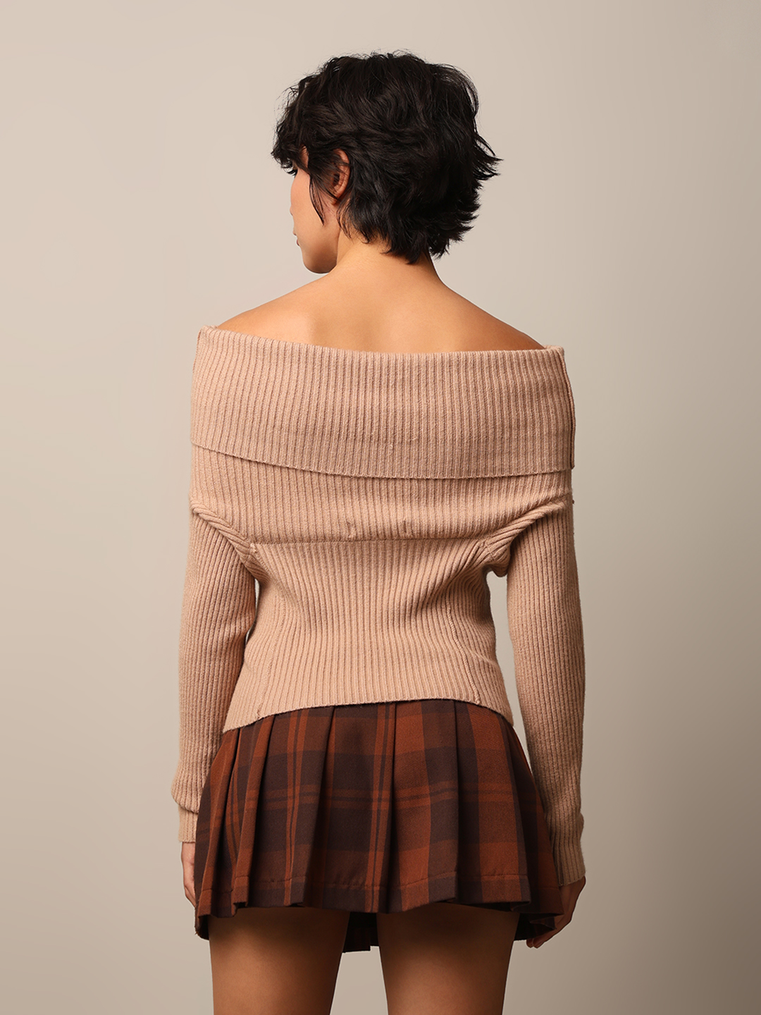 ONLY Women Solid Beige Sweater