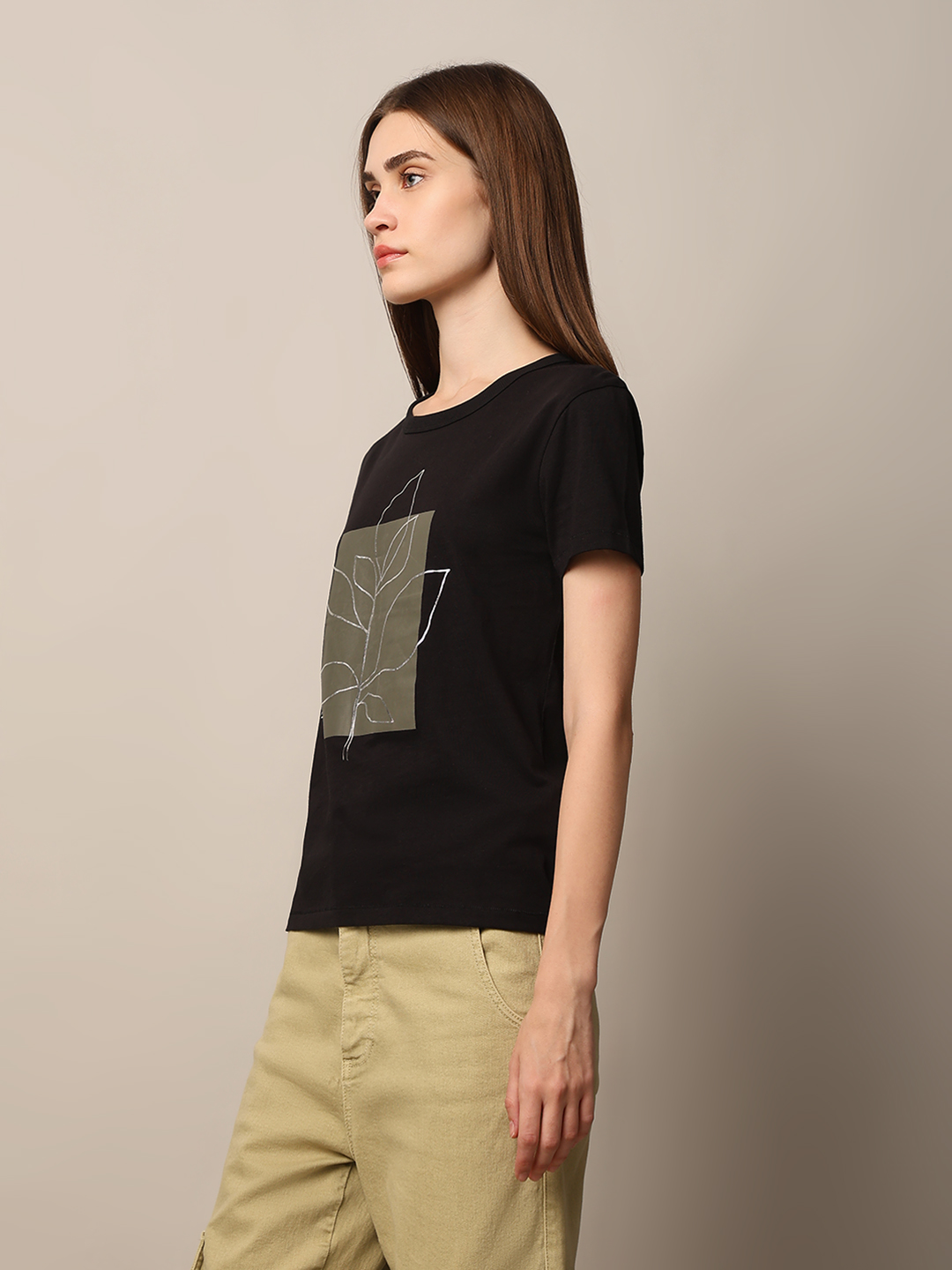 ONLY Women Graphic Print Black T-Shirt