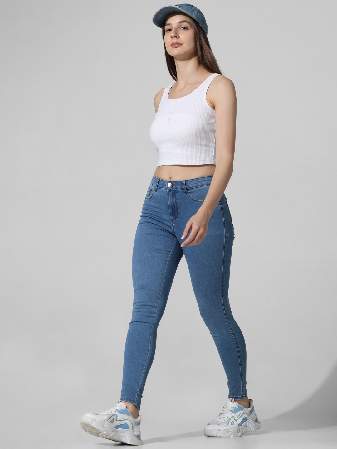 ONLY Women Washed Blue Jeans