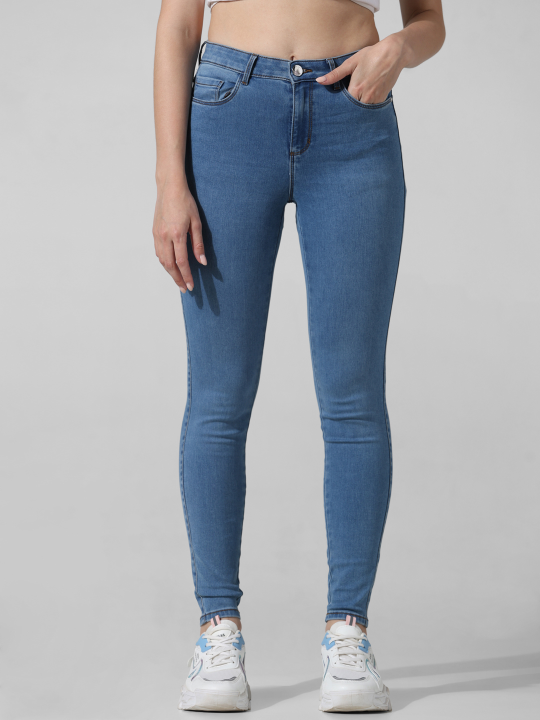 ONLY Women Washed Blue Jeans