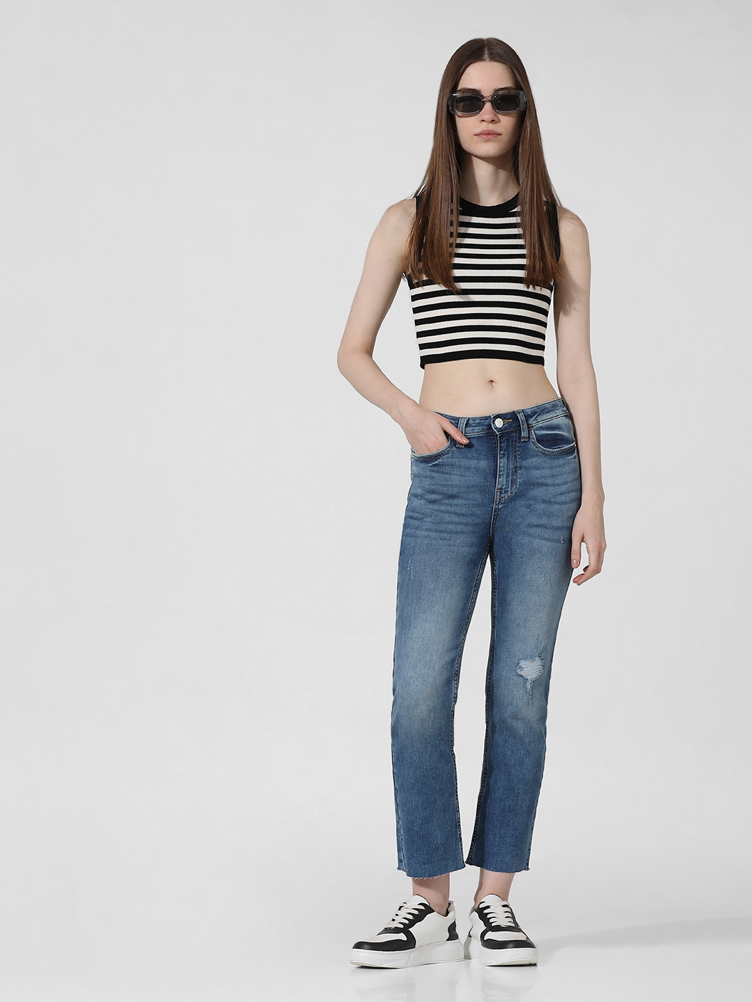 ONLY Women Washed Blue Jeans