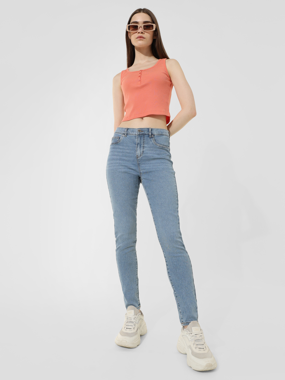 ONLY Women Washed Blue Jeans