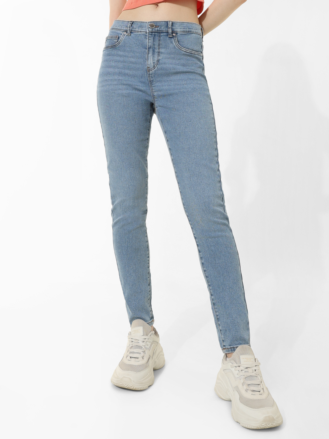 ONLY Women Washed Blue Jeans