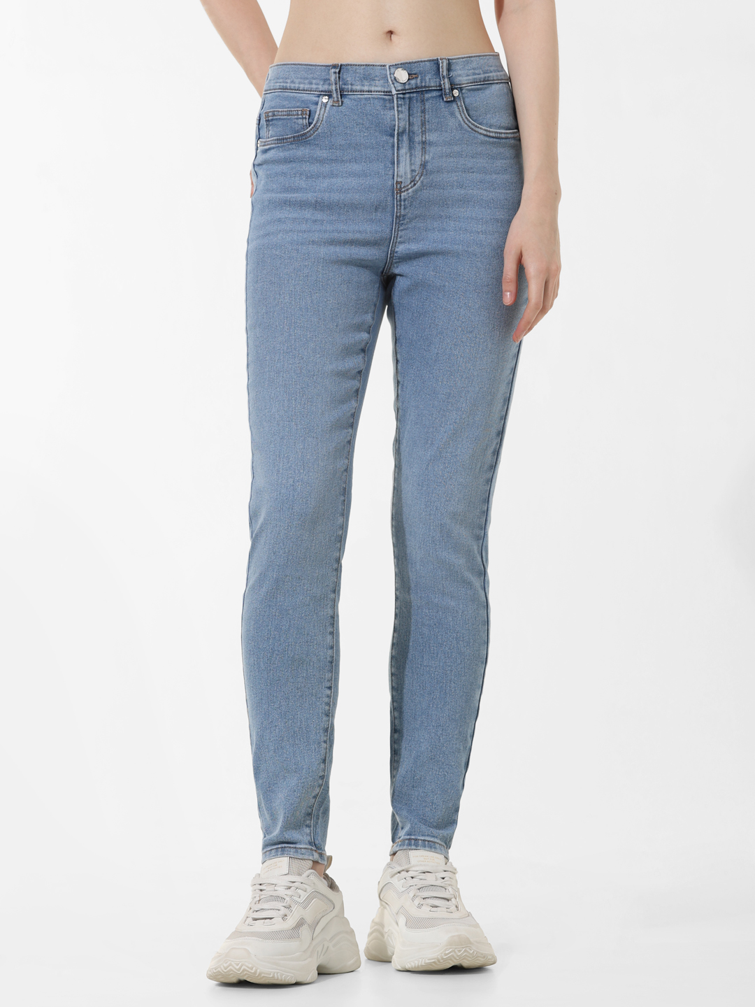 ONLY Women Washed Blue Jeans