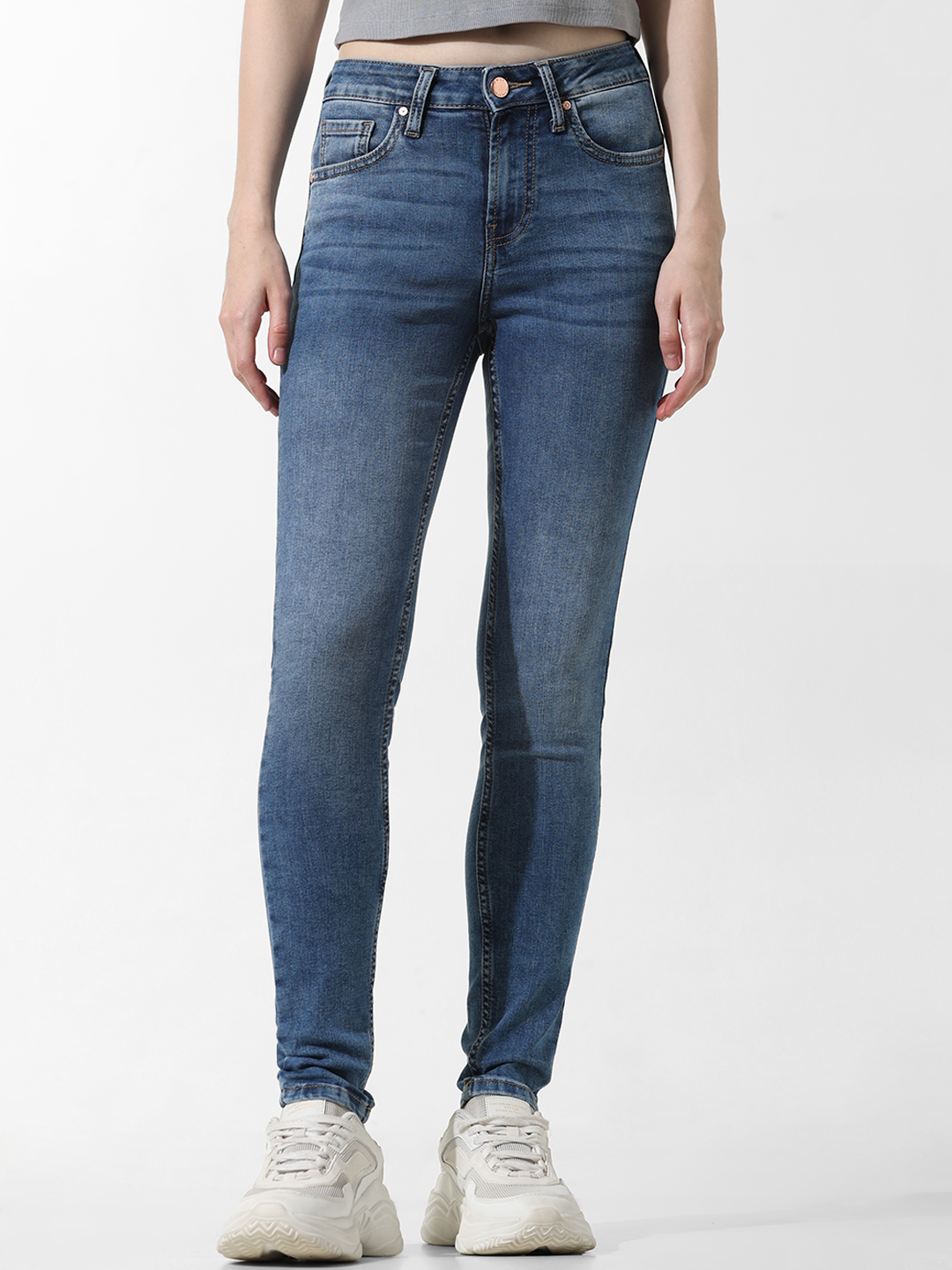 ONLY Women Washed Blue Jeans