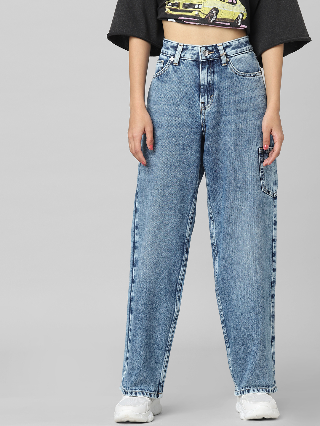 ONLY Women Washed Blue Jeans