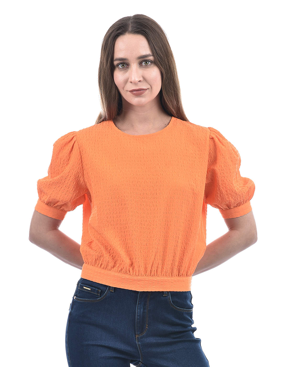 ONLY Women Solid Orange Top