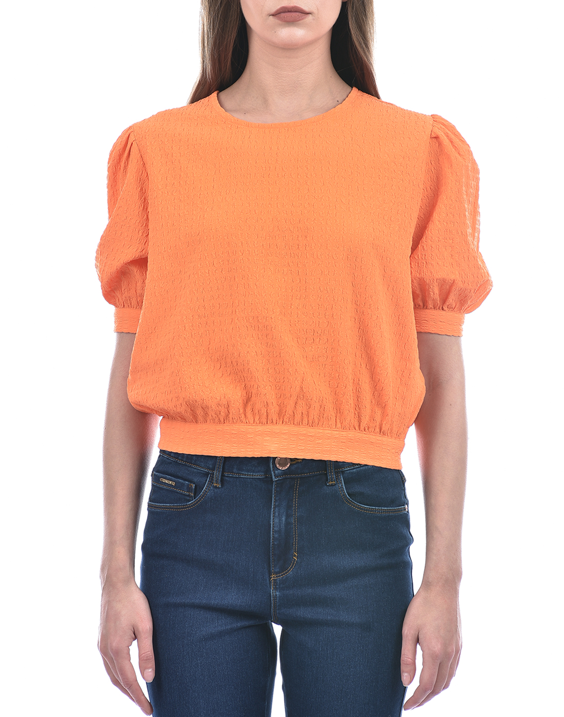 ONLY Women Solid Orange Top