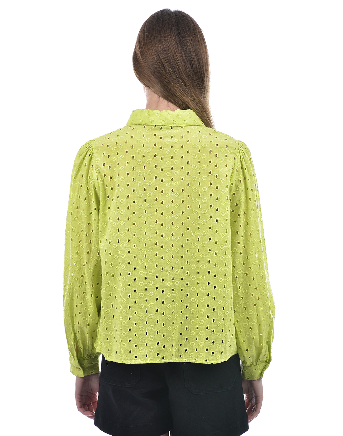 ONLY Women Self Design Green Shirt