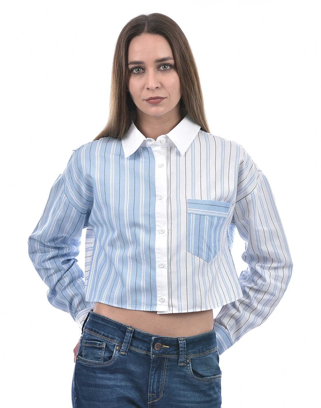 ONLY Women Striped Blue Shirt