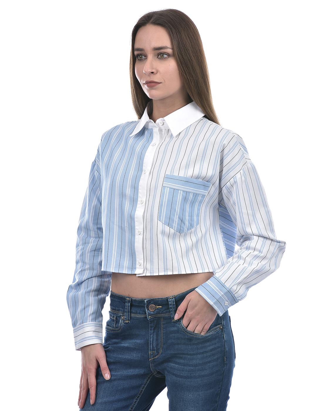 ONLY Women Striped Blue Shirt