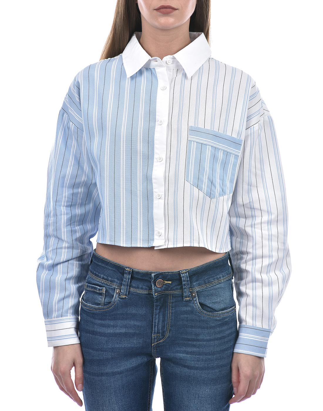 ONLY Women Striped Blue Shirt