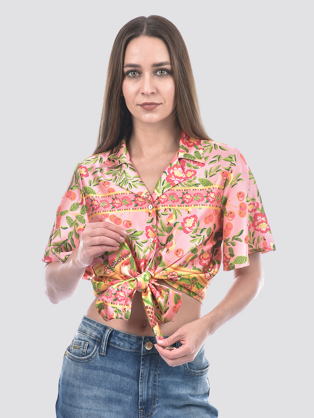 ONLY Women Printed Pink Shirt