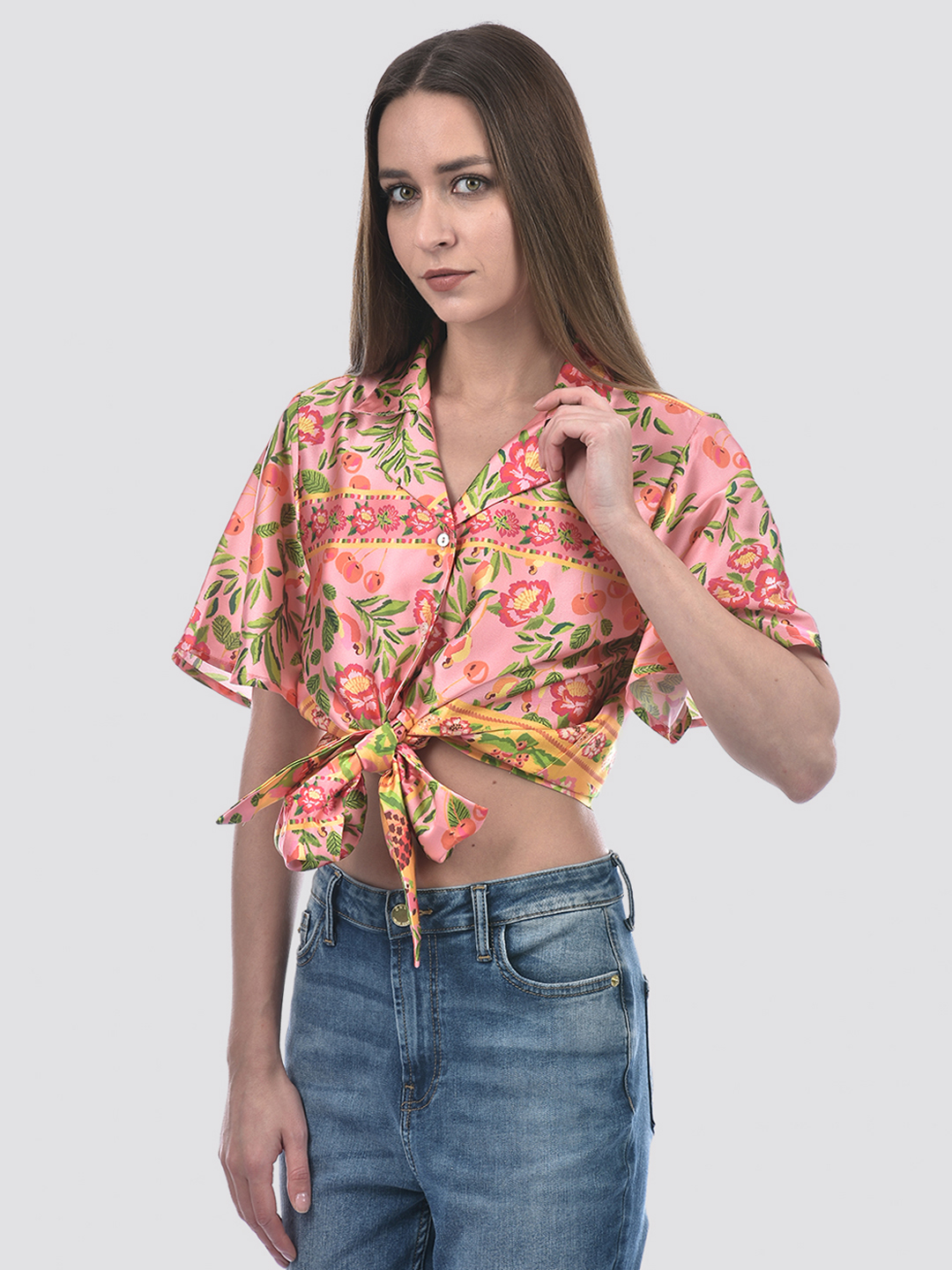 ONLY Women Printed Pink Shirt