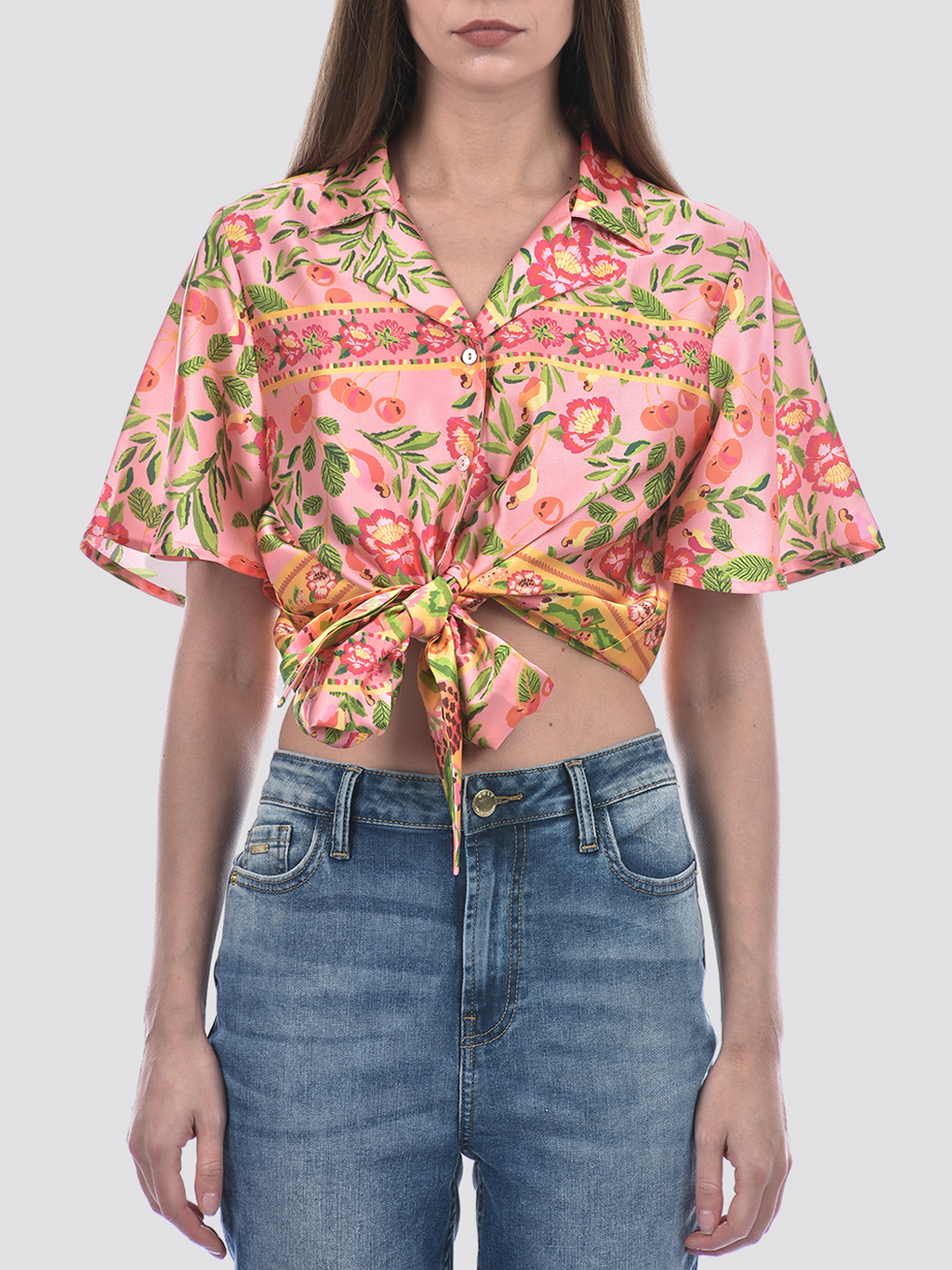 ONLY Women Printed Pink Shirt