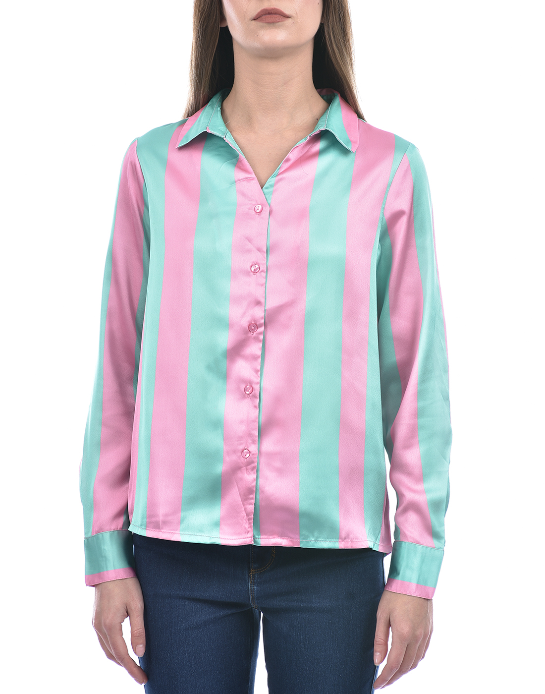 ONLY Women Striped Green Shirt