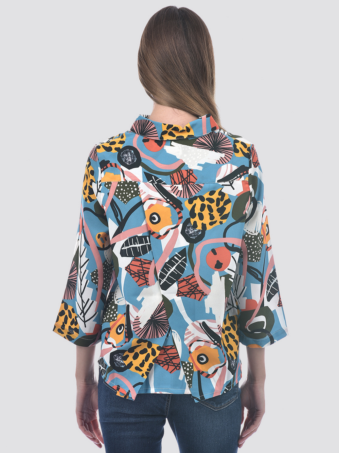 ONLY Women Printed Blue Shirt