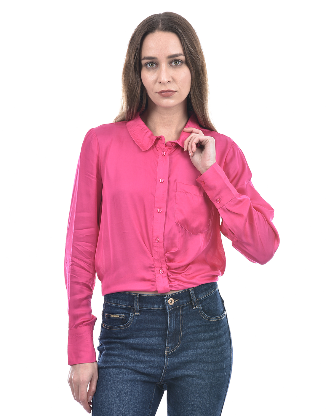 ONLY Women Solid Pink Shirt