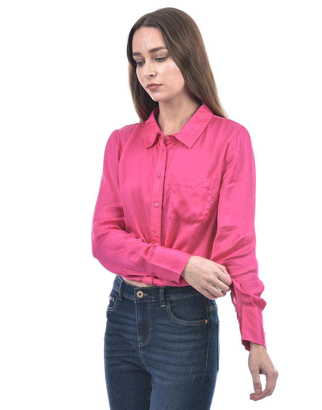 ONLY Women Solid Pink Shirt