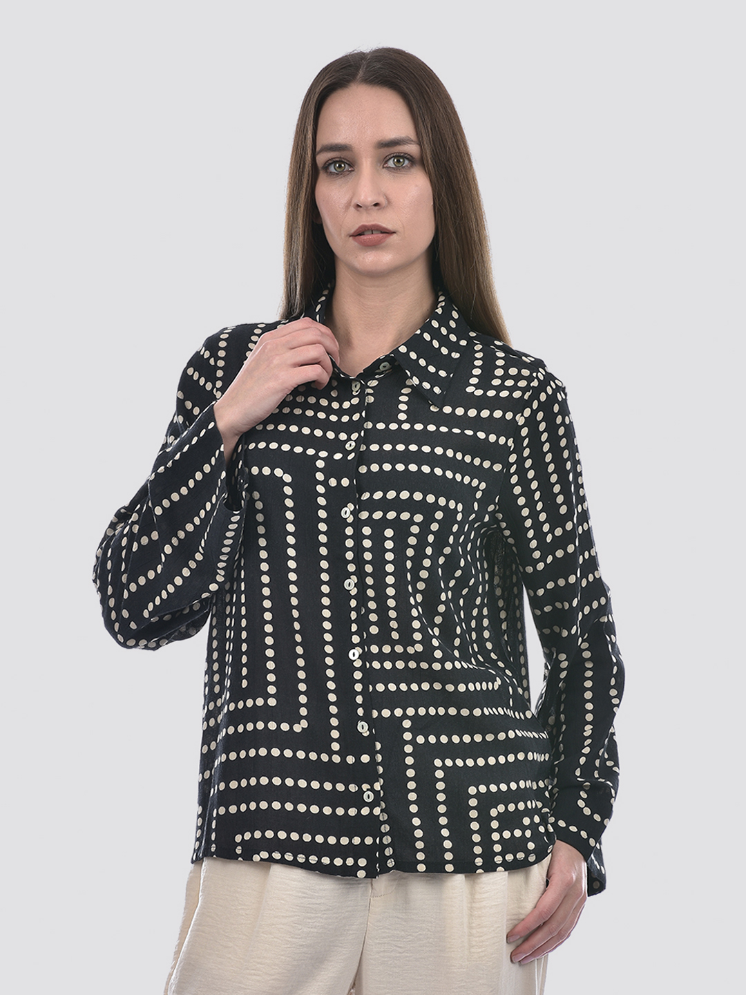 ONLY Women Printed Black Shirt