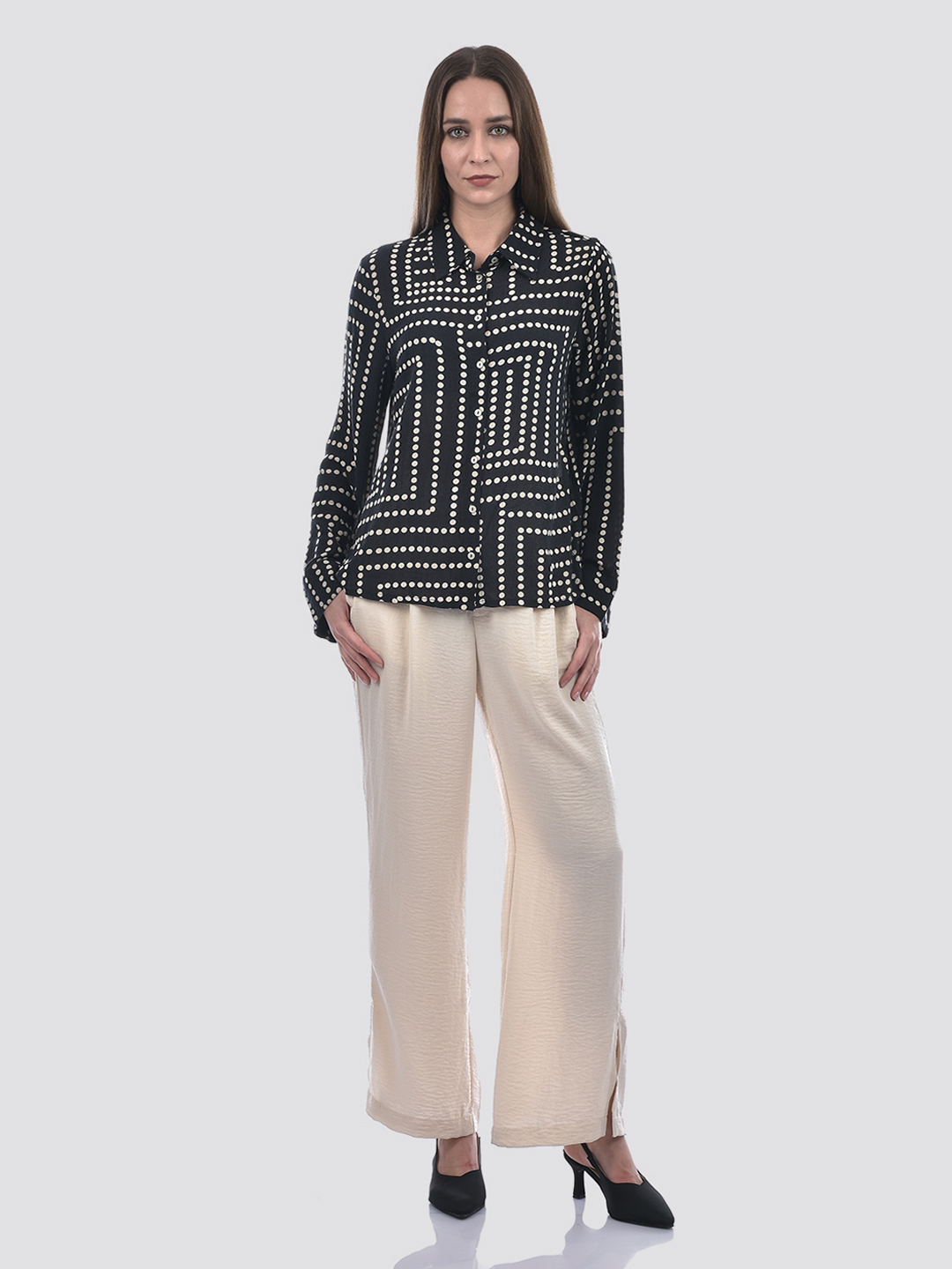ONLY Women Printed Black Shirt