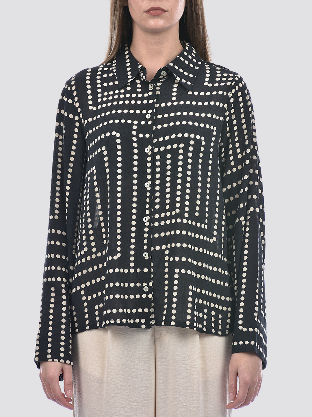 ONLY Women Printed Black Shirt
