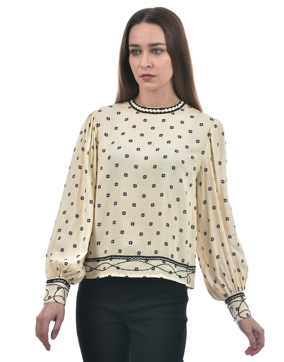 ONLY Women Printed Beige Top