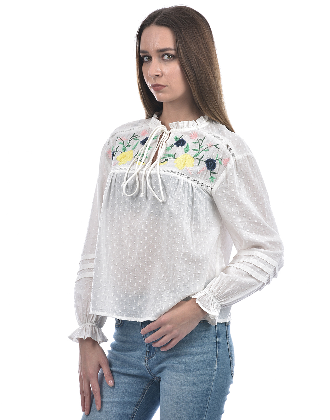 ONLY Women Embroidered White Top